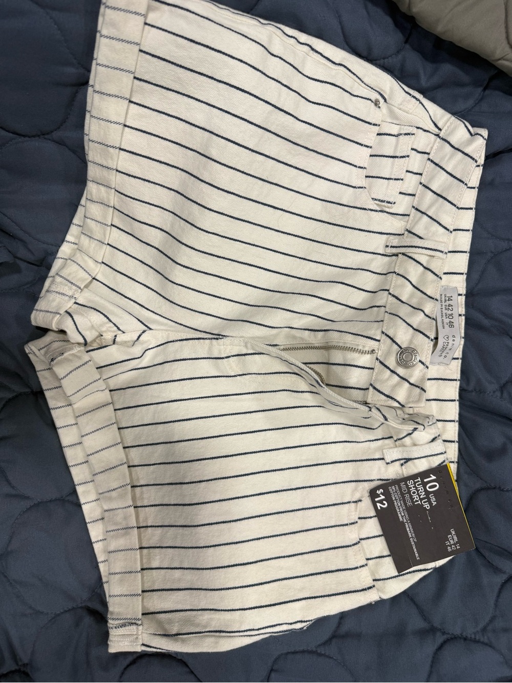 Women’s Striped Shorts - White with Navy Stripes